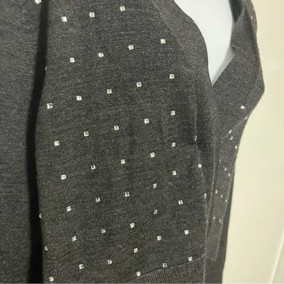 Calvin Klein Black/Gray Studded Cropped Women's Sweater Size XL Rhinestone - Picture 3 of 6